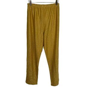 Vintage 90s Gold Metallic Party Granny Knit Pull On Straight Leg Pants Medium